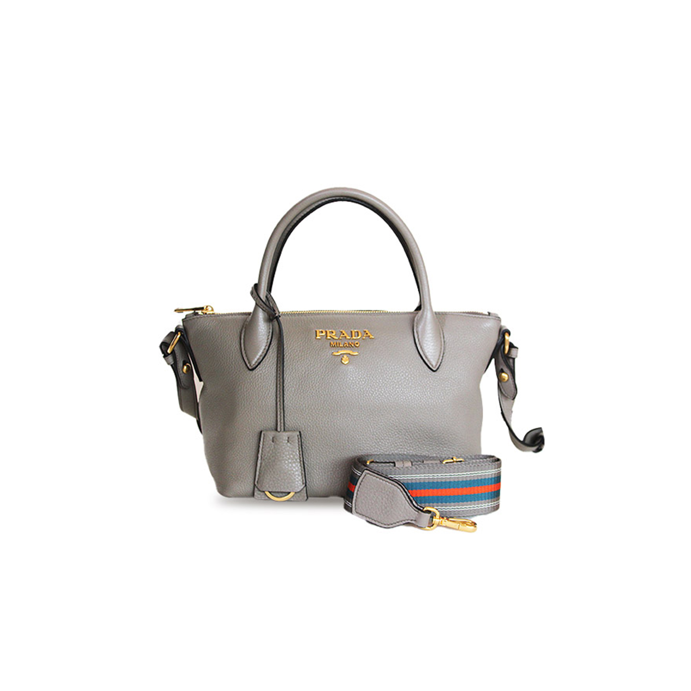 Pra*a argilla vitello daino leather double handle satchel bag 1ba111 (24*19*12cm)